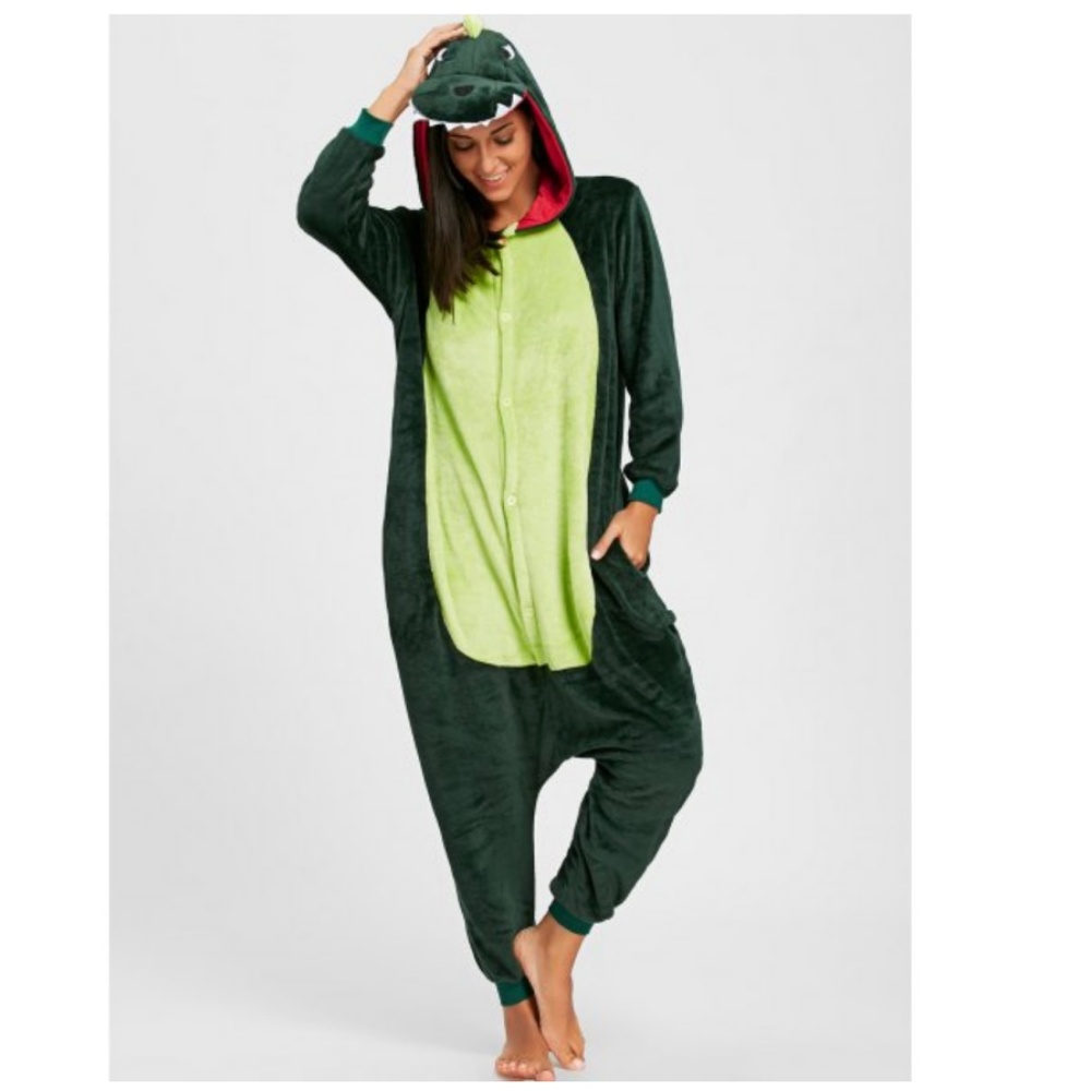 Fleece dinosaur onesie costume